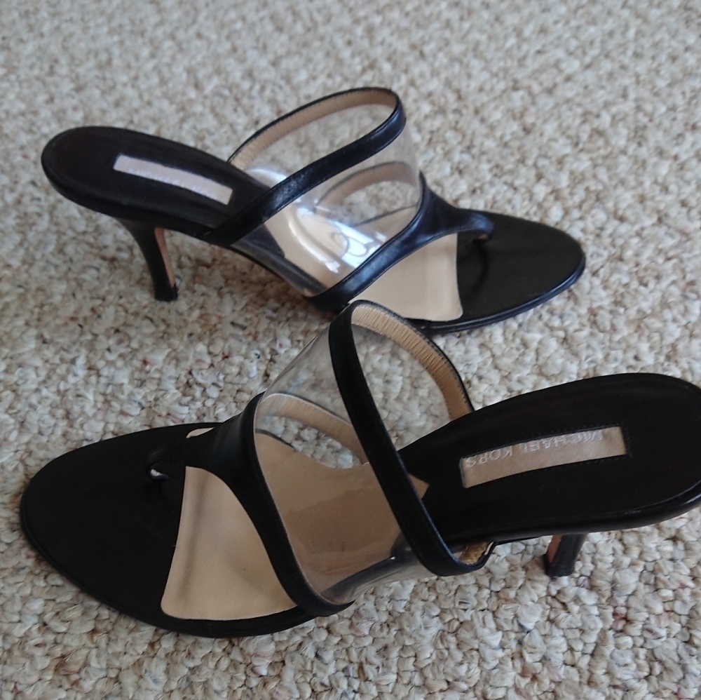 MICHAEL KORS Black Leather thong tantra slide sandals size 5 - Picture 4 of 12